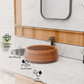 Wash basin on table for dining hall or powder room, wooden brown square ceramic table top basin design