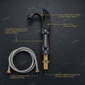 Matte black basin pillar tap, high neck swan mixer for wash basin, side angle view for modern bathroom
