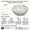 InArt tabletop washbasin for washroom, compact 12x12 inch round ceramic basin top view