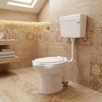 InArt ceramic one piece western toilet in glossy white, square S trap commode with normal seat cover