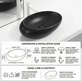 InArt ceramic counter top wash basin black, size 49x31x15 cm, ideal for bathroom or living room wash area