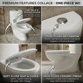 InArt ceramic western toilet single piece, square one piece commode rear angle showing floor outlet