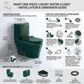 Green European WC bowl elongated design, top view showing oval rim and comfortable floor mounted commode