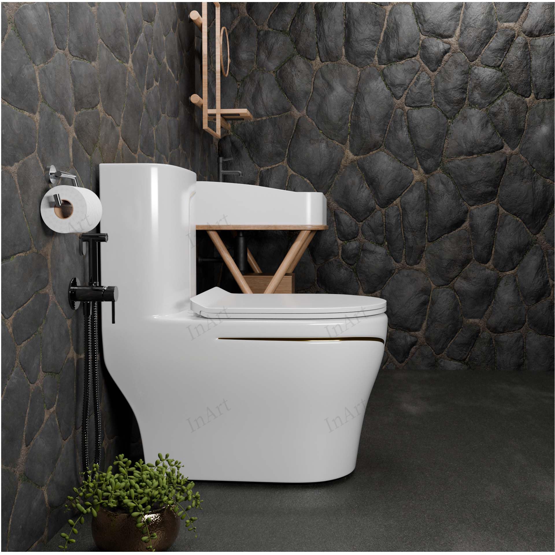 InArt ceramic western toilet price friendly premium sanitaryware, top view of dual flush cistern and seat