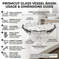 Glass table top wash basin with tap hole view, square transparent wash basin for modern bathroom