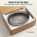 Luxury black glass wash basin for modern bathroom interior, oval tabletop basin with glossy shine