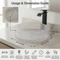 Square glass wash basin online for modern washroom, transparent glossy basin with tap hole detail