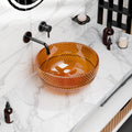 InArt amber glass table top wash basin, round glossy finish, modern countertop sink