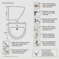 InArt wall mounted small wash basin for washroom, sleek black ceramic with gold line and tap space