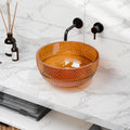 InArt amber glass wash basin, round table top sink, bathroom countertop