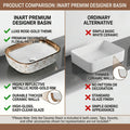 InArt designer table top wash basin for dining room wash area, rose gold ceramic rectangular basin
