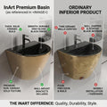 Modern half pedestal wash basin design in black gold ceramic, luxury bathroom wash basin for premium sanitaryware
