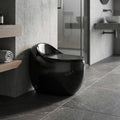 InArt rimless closet with soft close seat, glossy black ceramic western commode close-up of seat hinge