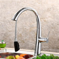 Pull out spray tap kitchen detail of single handle hot and cold water mixer, chrome finish