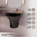 Side profile of wall hanging ceramic wash basin showing curved edges