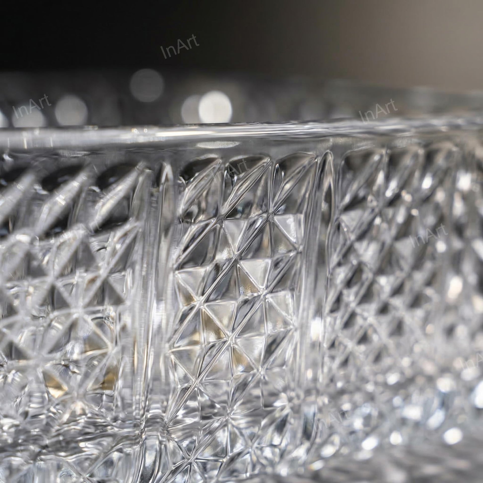 Crystal glass wash basin with transparent rectangular bowl design, premium bathroom sanitaryware look
