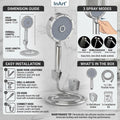 Hand shower for taps with 1.5 metre tube, chrome ABS handheld shower head for bath taps and mixers