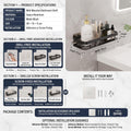 Rectangular bathroom wall rack 30x13 cm shelf with raised safety border