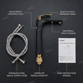 Black gold single lever wash basin mixer tap, angled view showing spout and handle design