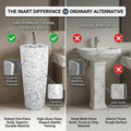 Small wash basin with pedestal in glossy white marble finish, ideal pedestal for small sink spaces