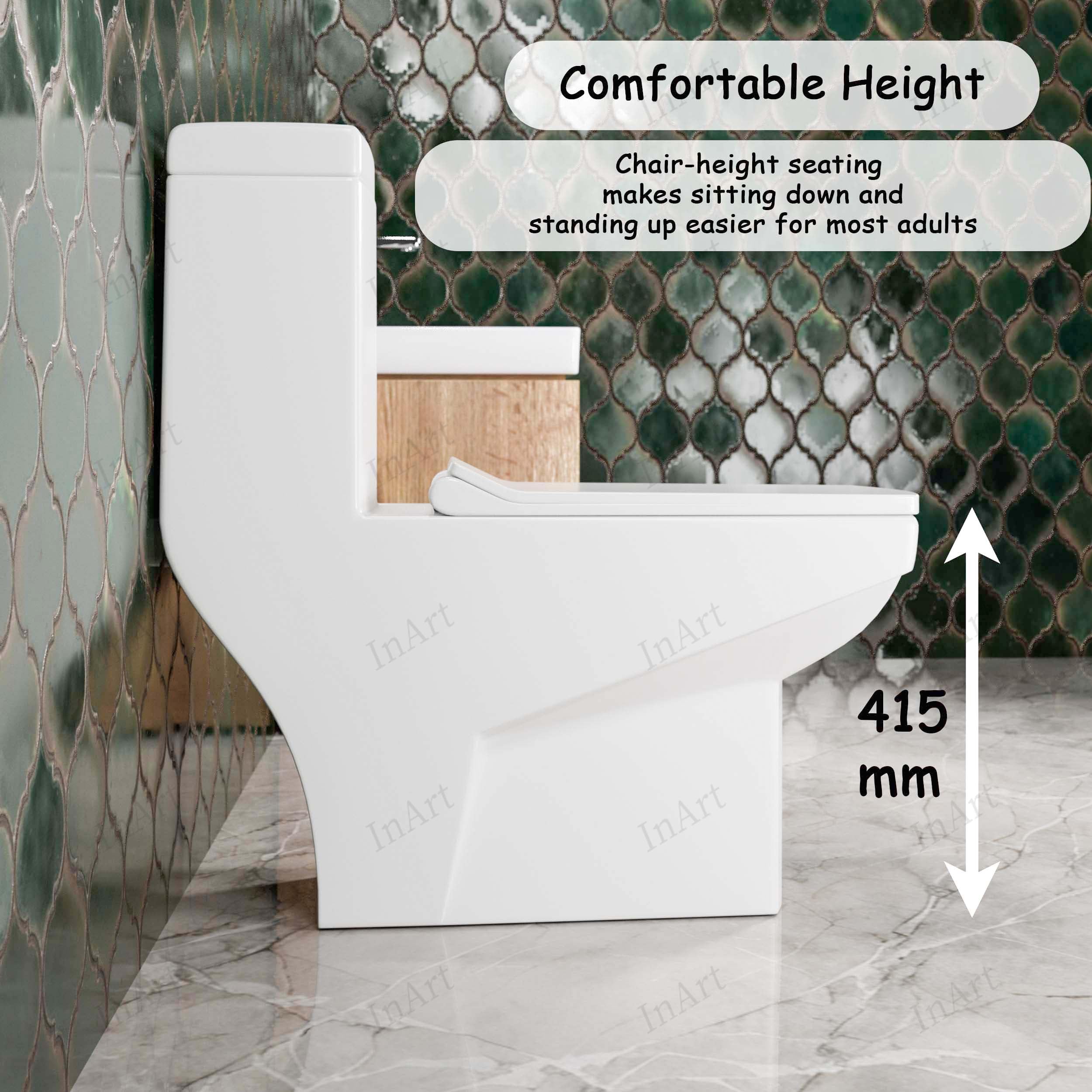 InArt Ceramic Floor-Mounted European Water Closet with Soft Close Hydr