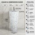 InArt small bathroom sink and pedestal, freestanding round ceramic basin for modern bathroom interior