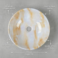 Designer table top basin design in glossy onyx, round ceramic wash basin angled view