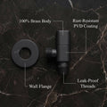 Matt black angle valve with wall flange, single way angle cock side view for bathroom tap