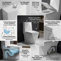 InArt ceramic one piece western toilet commode with soft close seat cover, rear three-quarter view