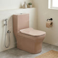 InArt one piece closet with soft close seat cover, pink ceramic floor mounted western toilet detail