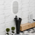 Wash basin for dining hall with ceramic pedestal in matte black, ideal for compact hand wash corner