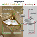 Small corner lavatory sink in glossy golden white ceramic, smooth rim and drain detail for premium sanitaryware