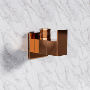 InArt brass angle valve rose gold, 90-degree angle cock valve with wall flange