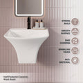 Close-up of InArt premium ceramic wash basin slim rim and polished finish, wall hanging bathroom basin detail