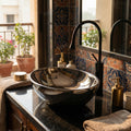 Ceramic table top wash basin for dining room wash basin area design, silver oval basin on counter with tap hole