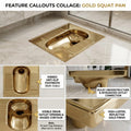 Anti-slip ribbed footrest zones on both sides of squat toilet pan