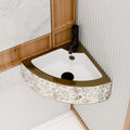 washbasindesign InArt ceramic rectangular table top wash basin in gold finish, main front view