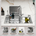 Stainless kitchen sinks with pull-down tap, silver
