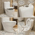 Commode single piece oval ceramic floor mounted western commode, rear angle showing compact one piece design