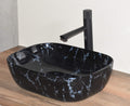 Black ceramic table top wash basin counter design for dining room wash area, premium sanitaryware look