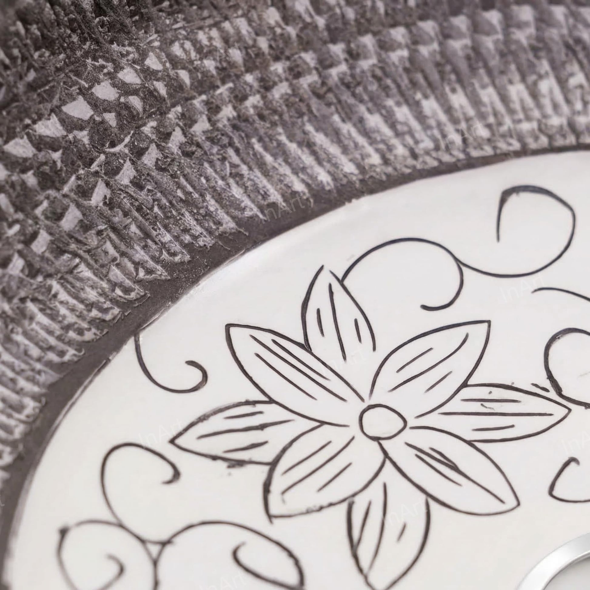 Close-up of matt finish ceramic wash basin surface for easy cleaning and low maintenance