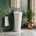 InArt free standing wash basin in glossy white ceramic, round one piece pedestal, front view