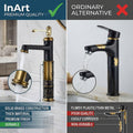 InArt brass basin mixer tap with high neck spout, smooth single lever operation for bathroom wash basin