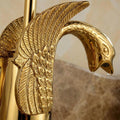 Hot and cold wash basin taps single handle mixer, gold swan design for bathroom and washroom basins