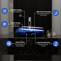 Modern washing basin for bathroom, oval blue ceramic table top wash basin side angle