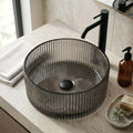 InArt glass design wash basin in glossy black tempered glass, square table top bathroom sink