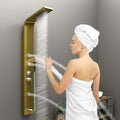 InArt yagatap gold shower tower panel in 304 stainless steel, rectangular 6-in-1 set with LED display