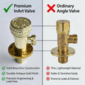 InArt angle valve for toilet jet spray 1 2 inch in antique gold, compact stop cock for washroom connection