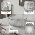 Modern glass wash basin design for bathroom, clear round glass table top wash basin, side angle