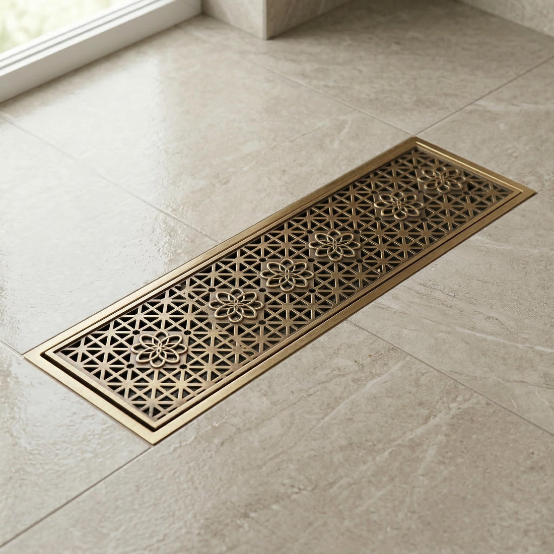 InArt antique brass floor drain square cockroach trap, bronze finish, easy clean bathroom and kitchen use